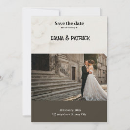 茶色と白のシンプルなお知らせを保存して 招待状