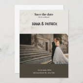 茶色と白のシンプルなお知らせを保存して 招待状 (正面/裏面)