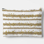 茶色と白のストライプ金ゴールドドット アクセサリーポーチ (裏面)