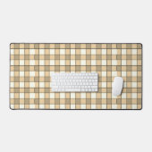 茶色と白のチェックブロック デスクマット (キーボード&マウス)