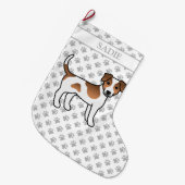 茶色と白のデンマークスウェーデン牧羊犬と名前 ラージクリスマスストッキング (正面 (吊り時))