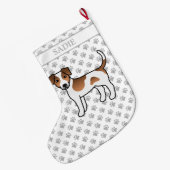 茶色と白のデンマークスウェーデン牧羊犬と名前 ラージクリスマスストッキング (裏面 (吊り時))