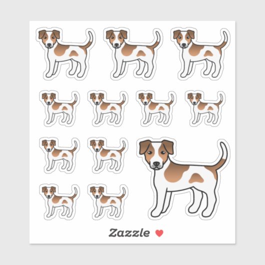 茶色と白のデンマークスウェーデン牧羊犬 かわいい犬 シール (シート)