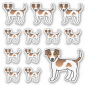 茶色と白のデンマークスウェーデン牧羊犬 かわいい犬 シール (正面)