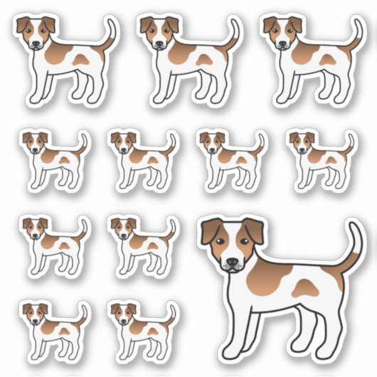 茶色と白のデンマーク語 – スウェーデンの飼い犬かわいい犬 シール (正面)