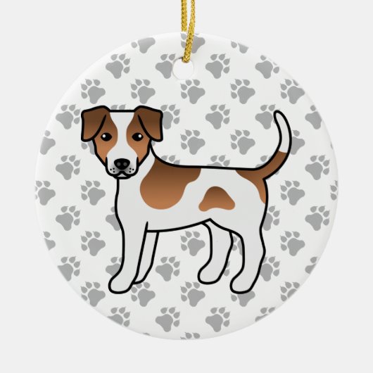 茶色と白のデンマーク語 – スウェーデンの飼い犬のかわいい犬 セラミックオーナメント (正面)