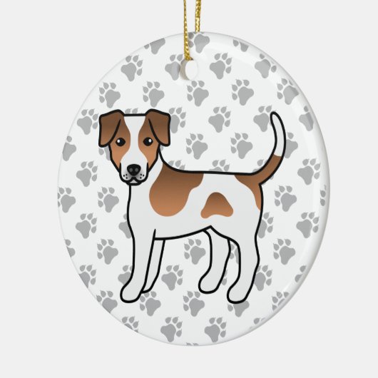 茶色と白のデンマーク語 – スウェーデンの飼い犬のかわいい犬 セラミックオーナメント (左)