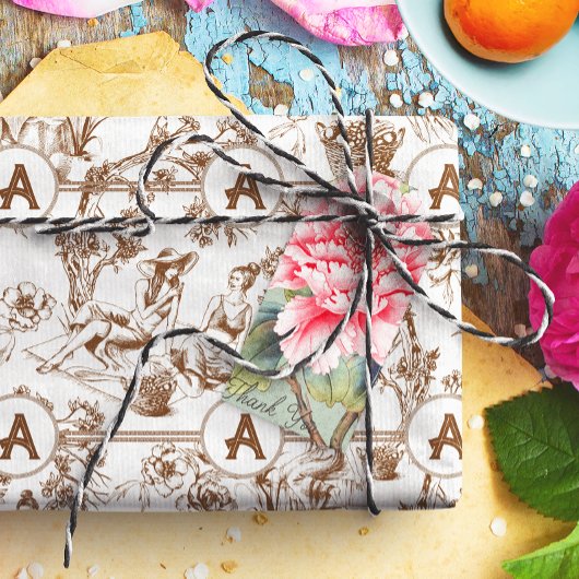 茶色と白のトイル 薄葉紙