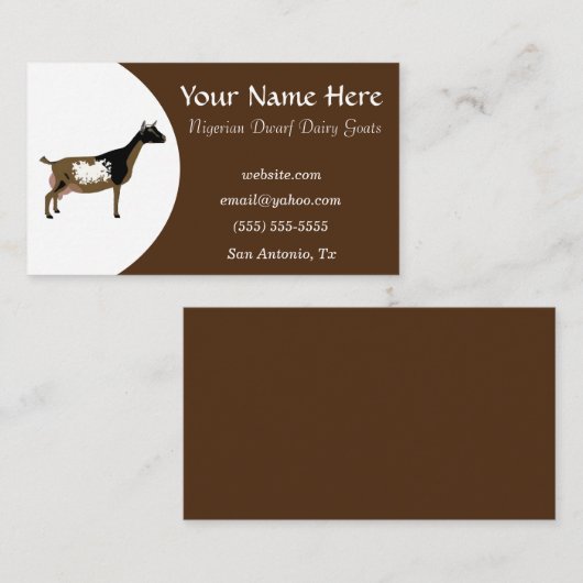 茶色と白のナイジェリアの矮性乳用ヤギ 名刺 (正面/裏面)