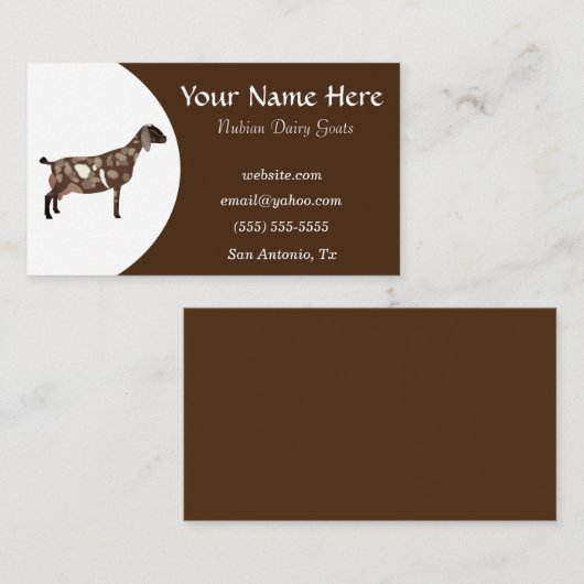 茶色と白のヌビア産の乳用ヤギ 名刺 (正面/裏面)