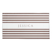 茶色と白のパタストライプのーン名ピローケース 枕カバー (裏面)