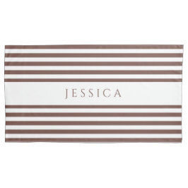 茶色と白のパタストライプのーン名ピローケース 枕カバー