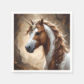 茶色と白のファンタジー・ユニコーンの囁き スタンダードカクテルナプキン (正面)