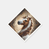 茶色と白のファンタジー・ユニコーンの囁き スタンダードカクテルナプキン (角)