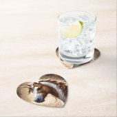 茶色と白のファンタジー・ユニコーンの囁き ペーパーコースター (インサイチュ)