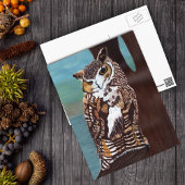 茶色と白のフクロウのはがき ポストカード