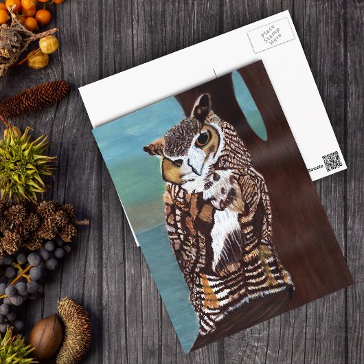 茶色と白のフクロウのはがき ポストカード