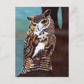 茶色と白のフクロウのはがき ポストカード (正面)