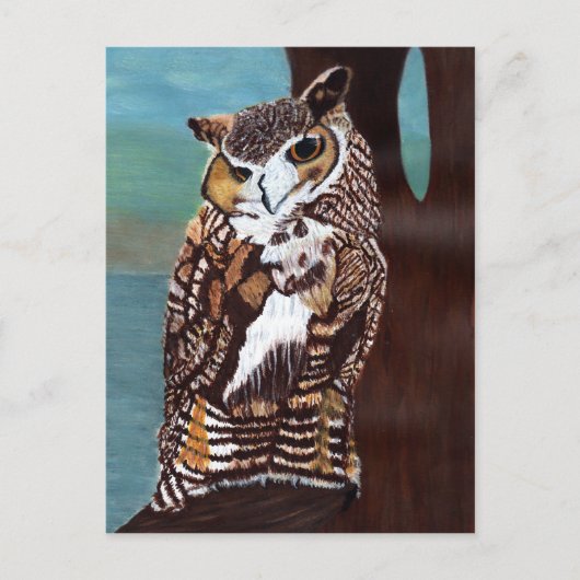 茶色と白のフクロウのはがき ポストカード (正面)