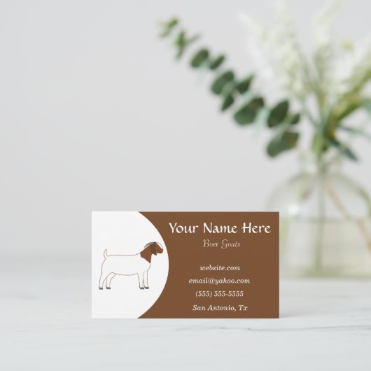 茶色と白のベアヤギ 名刺 (スタンド正面)