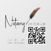 茶色と白のミニマルなQRコード付き公証人スタンプ ウィンドウサイン (シート)