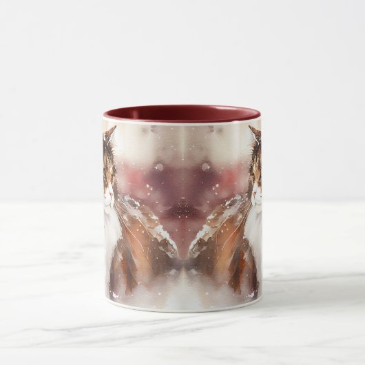 茶色と白のメインのクーンタブビーキャットコーヒーマグ マグカップ (中央)