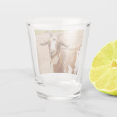 茶色と白のヤギ ショットグラス (裏面)