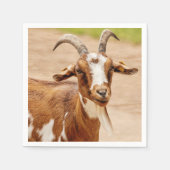 茶色と白のヤギ スタンダードカクテルナプキン (正面)