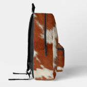 茶色と白のリアルな牛革プリント プリントバックパック (左)