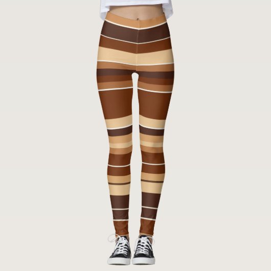 茶色と白のレギンス-スタイリッシュ、快適 レギンス (正面)