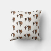 茶色と白のロングホーン牛ステアパターン クッション (裏面)