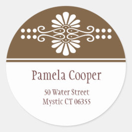 茶色と白の住所 シールシール ラウンドシール