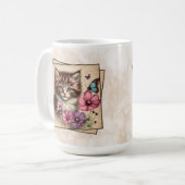 茶色と白の子猫 コーヒーマグカップ (正面左)