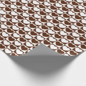 茶色と白の市松模様にパターンとハート ラッピングペーパー (角)