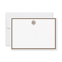 茶色と白の平モノグラムのらなノートカード