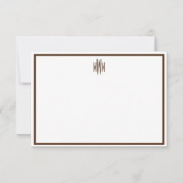 茶色と白の平モノグラムのらなノートカード 招待状