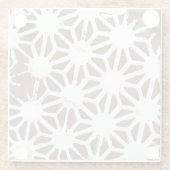 茶色と白の幾何学的パターン ガラスコースター (裏面)