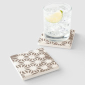 茶色と白の幾何学的パターン ストーンコースター (横)