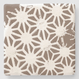 茶色と白の幾何学的パターン ストーンコースター