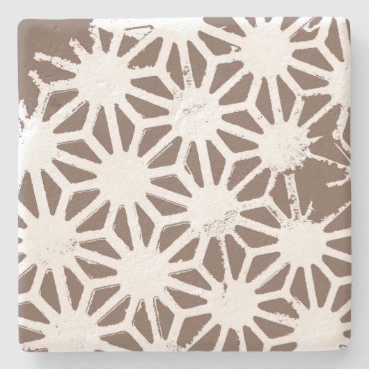茶色と白の幾何学的パターン ストーンコースター (正面)