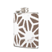 茶色と白の幾何学的パターン フラスク (左)