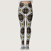 茶色と白の幾何学的パターン レギンス (正面)