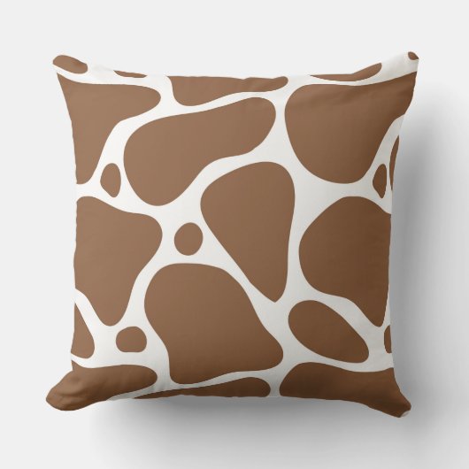 茶色と白の抽象芸術キリン模様 クッション (正面)