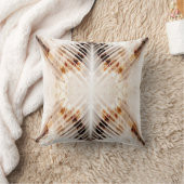 茶色と白の抽象芸術パターン クッション (ブランケット)