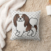 茶色と白の日本狆のキャラクターワンちゃん クッション (ブランケット)