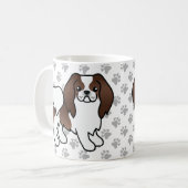 茶色と白の日本狆のキャラクターワンちゃん コーヒーマグカップ (正面左)