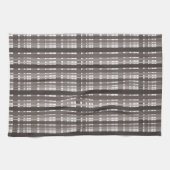 茶色と白の格子縞 キッチンタオル (横)