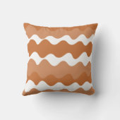 茶色と白の水平波パターン クッション (裏面)