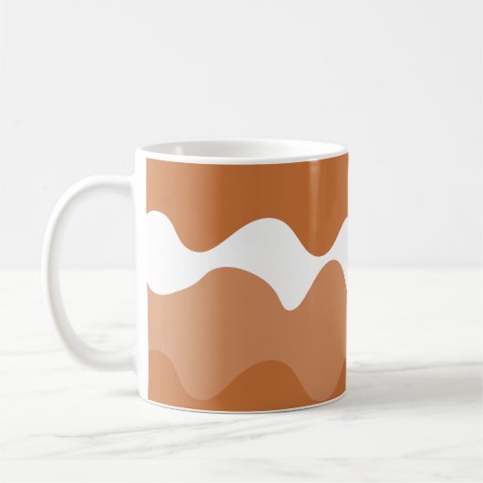 茶色と白の水平波パターン コーヒーマグカップ (左)