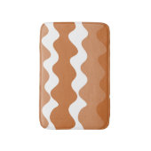 茶色と白の水平波パターン バスマット (正面縦)